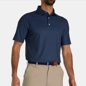 Men Foot Joy CME Group Tournament Dot Geo Lisle Polo in Navy Blue Small Small